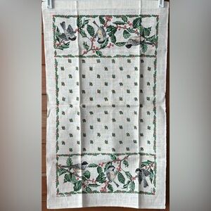 NWOT Linen Chickadee Holiday Tea Towel